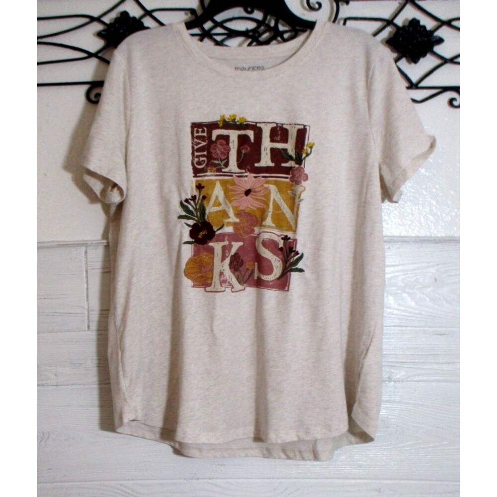 Maurices Knit Top Women's Size XL Short Sleeve Multicolor Crew Neck